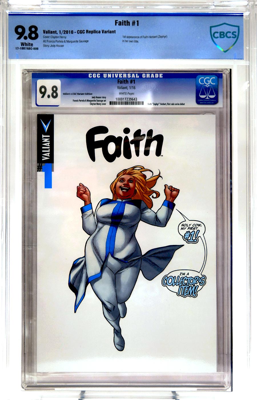 Faith (Valiant Entertainment) #1 Cover K CBCS 9.8 Variant Clayton Henry Valiant x CGC Cover