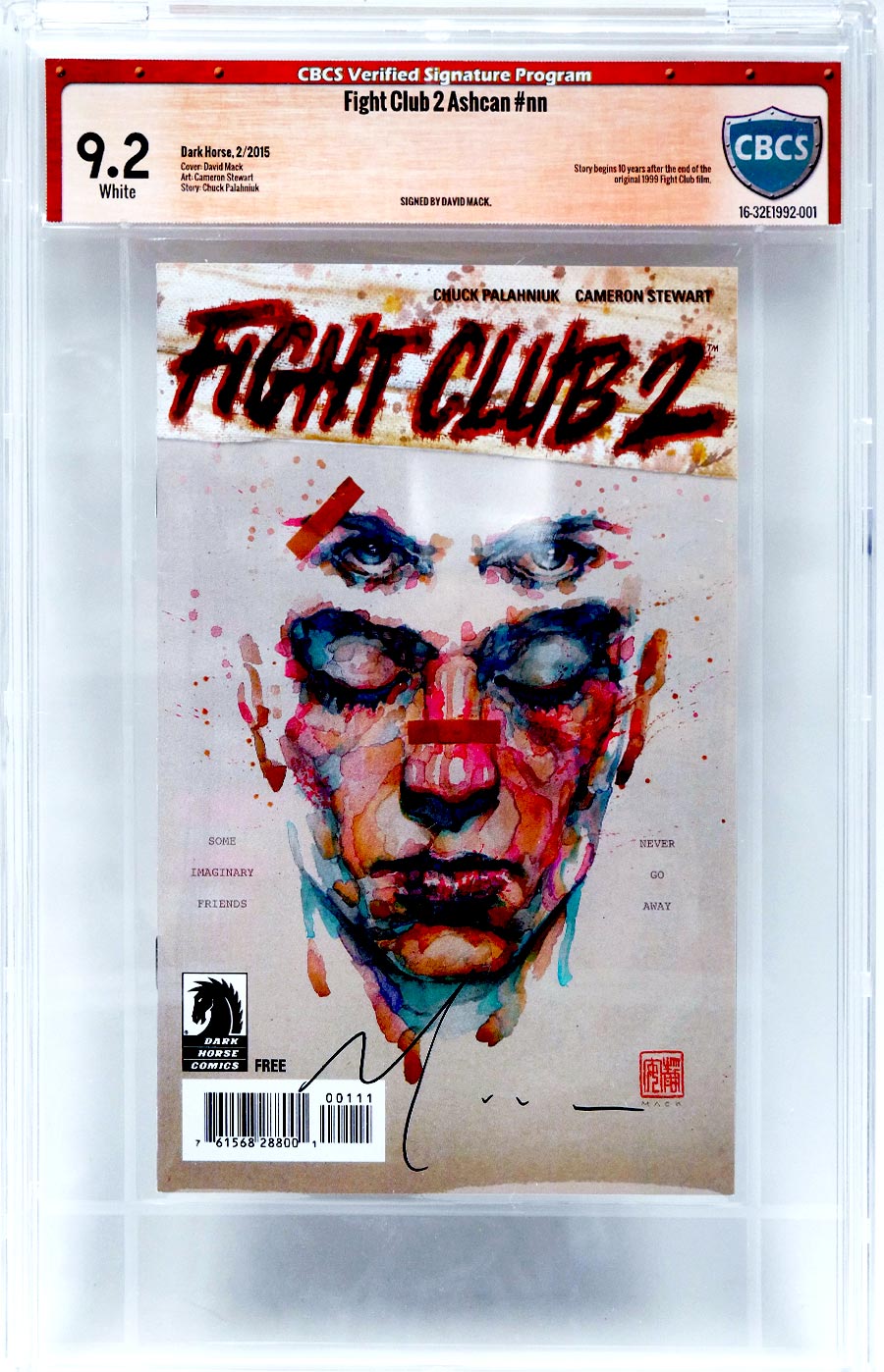 Fight Club 2 #1 Cover E CBCS Verified Signature 9.2 Signed by David Mack Ashcan Edition