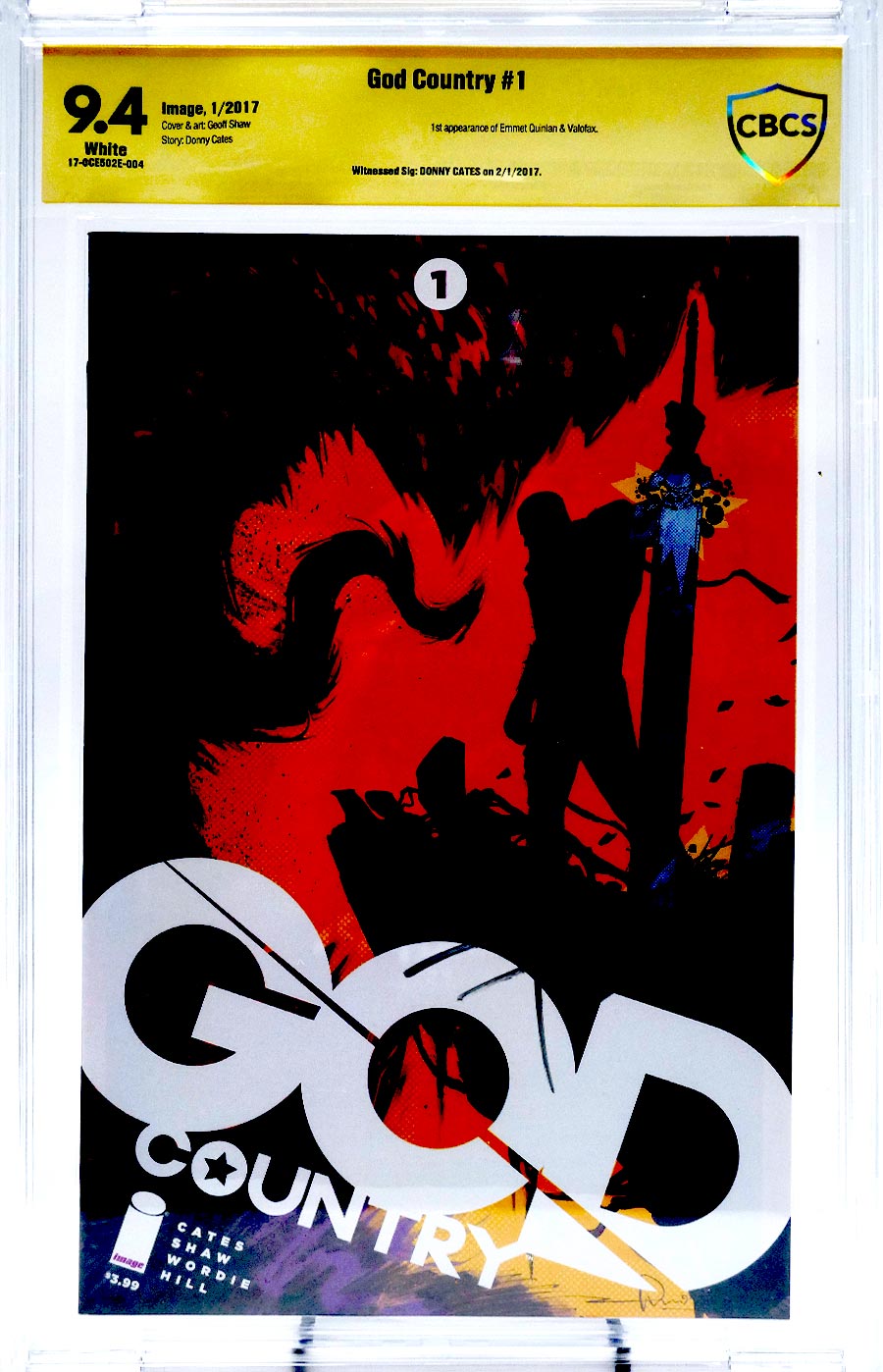 God Country #1 Cover F CBCS 9.4 Signed by Donny Cates Variant Gerardo Zaffino Cover