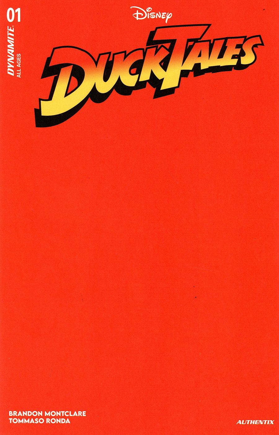 Ducktales Vol 5 #1 Cover V Variant Orange Blank Authentix Cover