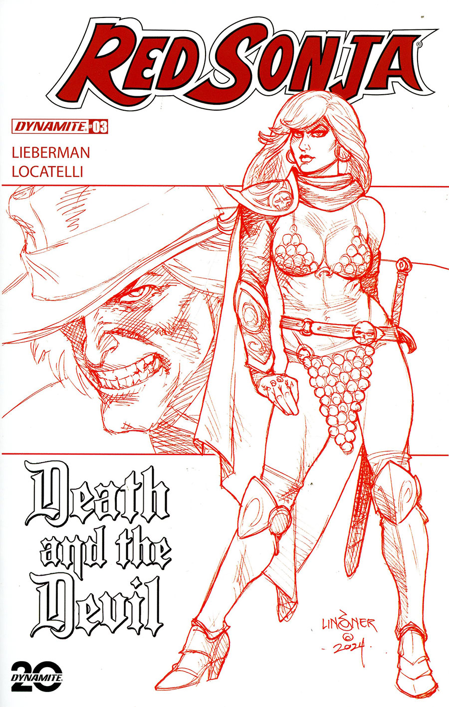 Red Sonja Death And The Devil #3 Cover L Incentive Joseph Michael Linsner Red Line Art Cover