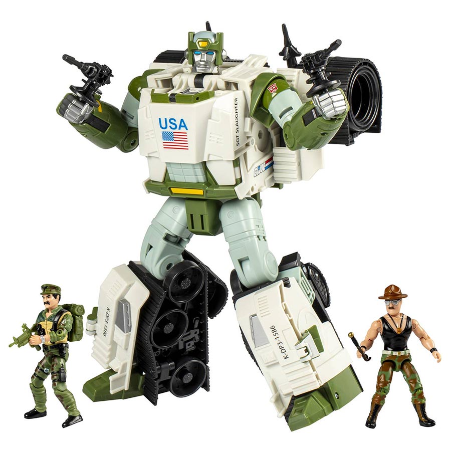 Transformers x GI Joe Autobot Kup Triple T With Leatherneck & Sgt Slaughter Action Figure Set