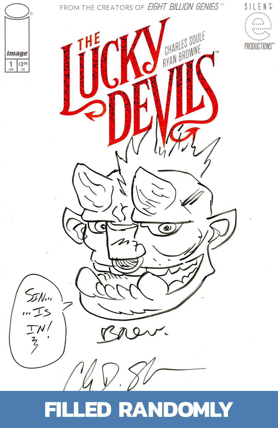 Lucky Devils #1 Cover F Incentive Ryan Browne Hand-Drawn Sketch Variant Cover Signed By Ryan Browne & Charles Soule (Filled Randomly)