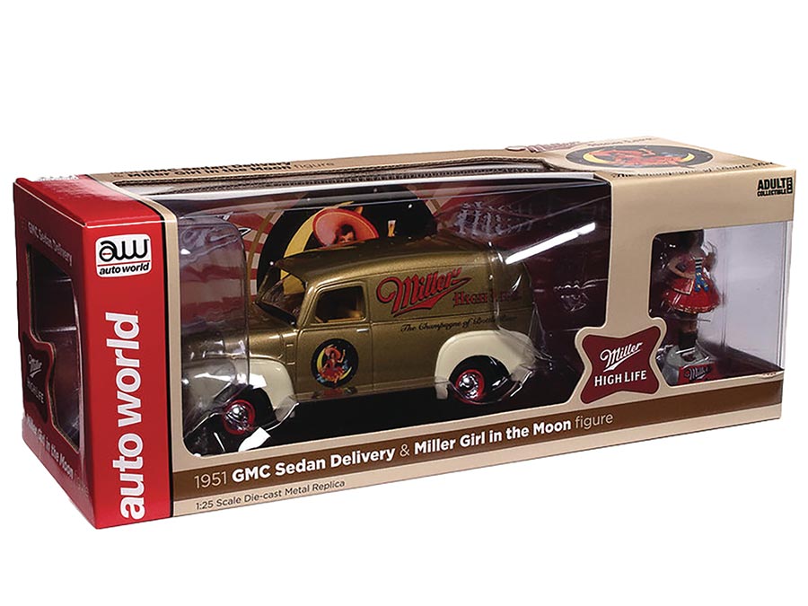 Auto World 1951 GMC Miller High Life Delivery Truck With Figure 1/24 Scale Die-Cast Vehicle