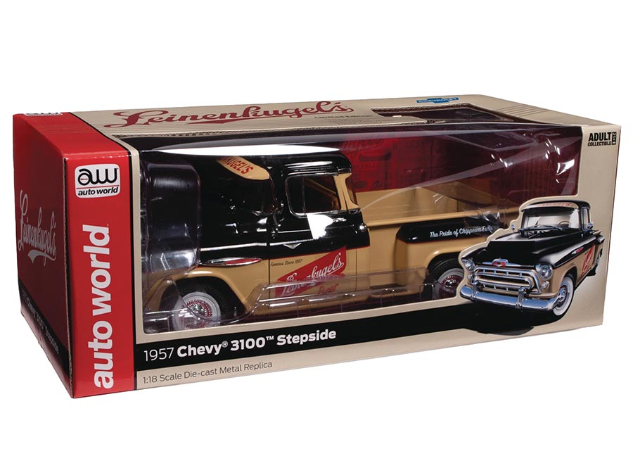 AW 57 CHEVY 3100 STEPSIDE PICKUP LEINENKUGELS 1/18 DIE-CAST