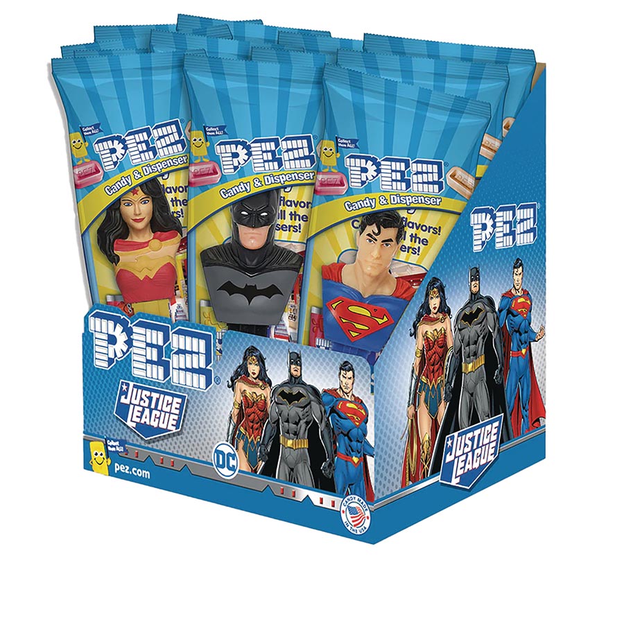 PEZ Justice League Candy Dispenser Poly Bag 12-Piece Display