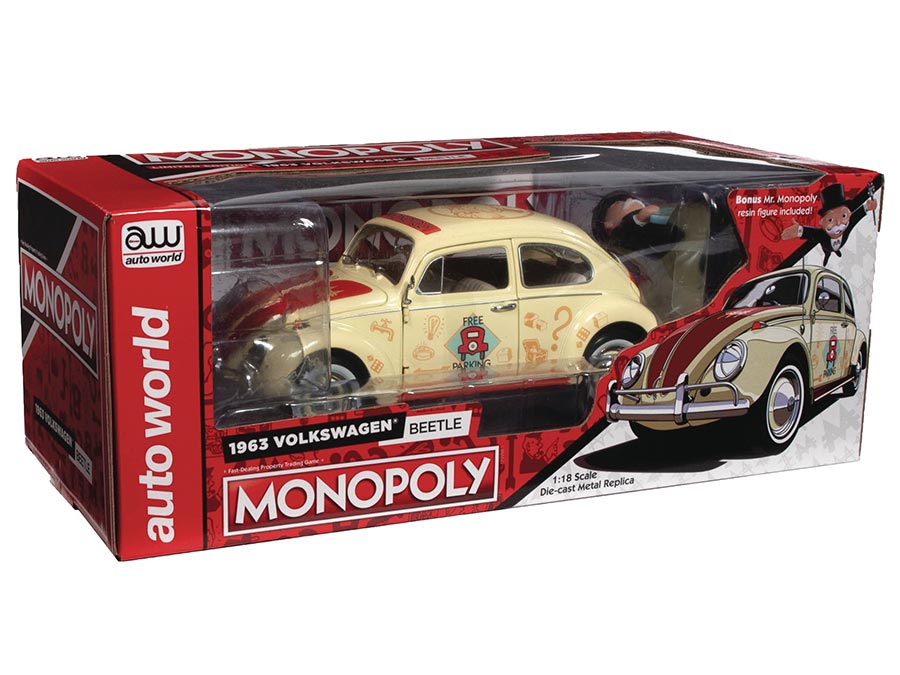 Silver Screen Machines Monopoly 1963 Volkswagen Beetle Free Parking 1/18 Scale Die-Cast Vehicle