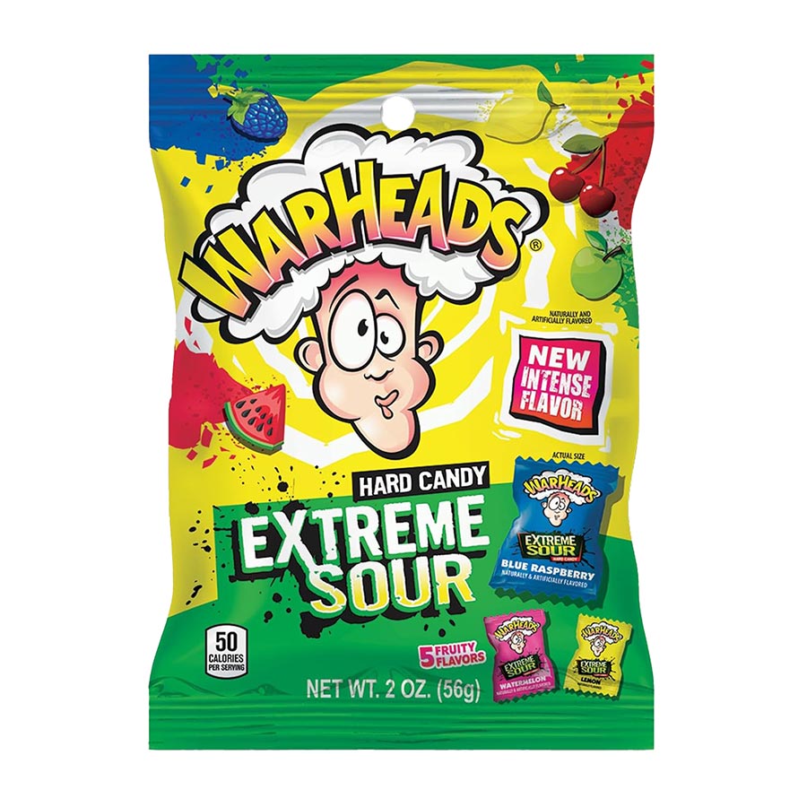 Warheads Extreme Sour Hard Candy 2-Ounce Candy Bag