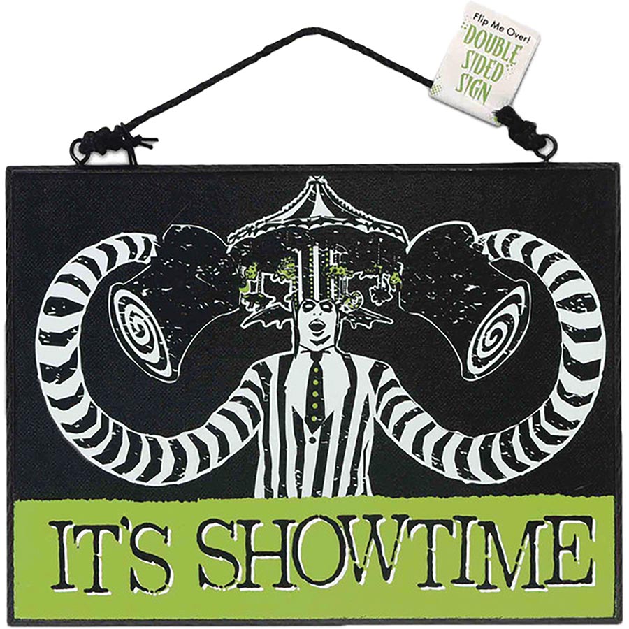 Beetlejuice Double-Sided 8x6 Hanging Wood Sign