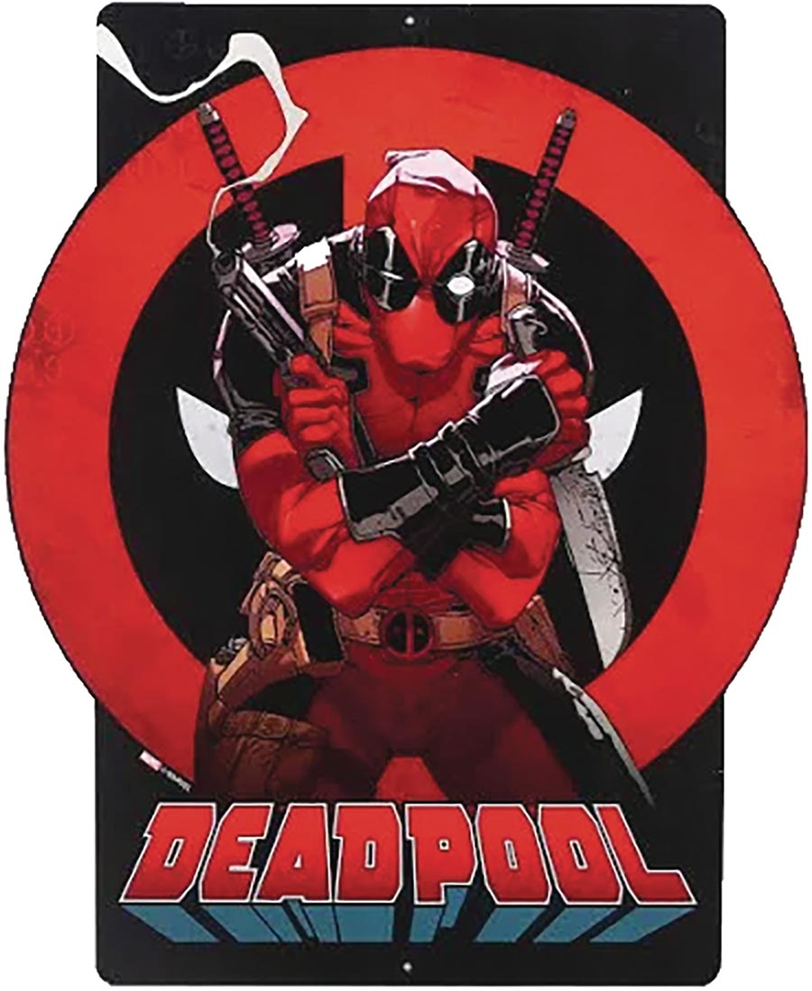 Marvel Deadpool Smoking Gun 14x11 Aluminum Sign