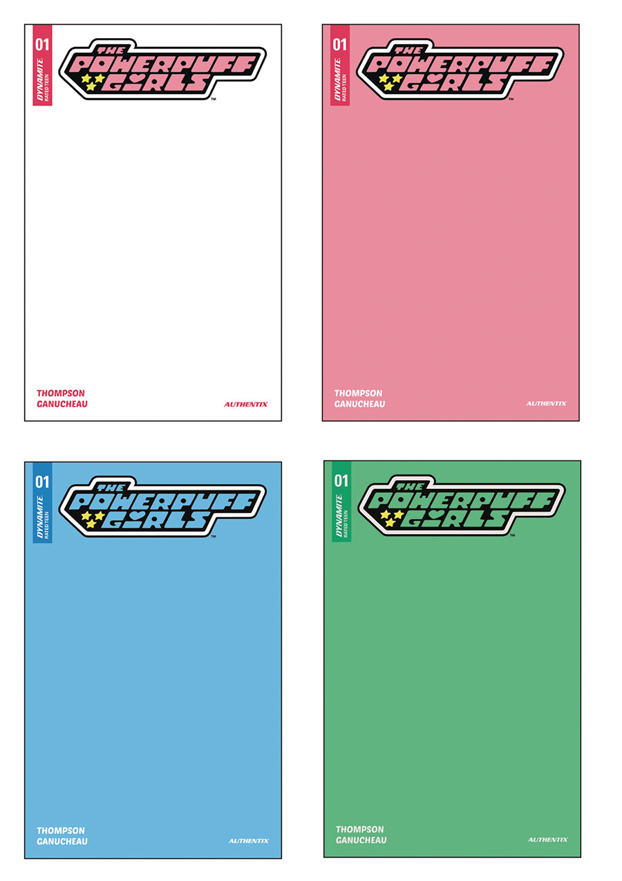 Powerpuff Girls Vol 4 #1 Dynamite Com Exclusive Black Cover Set (4-Count) (White / Pink / Blue / Green)