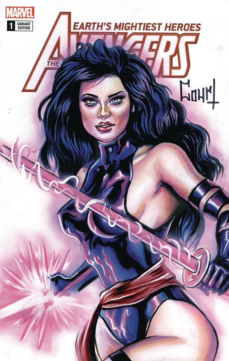 Marvel Comics Commissioned Cover Art Signed & Remarked By Jessica Court With A Psylocke Hand-Drawn Sketch