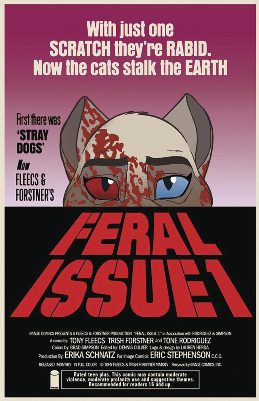 Feral #1 Cover P DF Horror Movie Homage Variant Cover Signed By Tony Fleecs & Trish Forstner