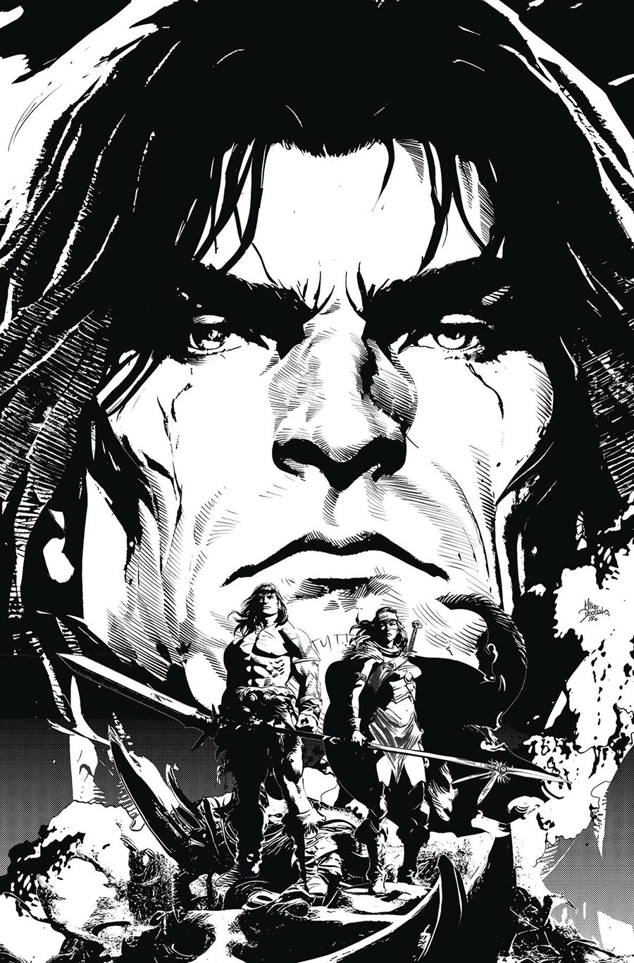 Conan The Barbarian Battle Of The Black Stone #4 Cover D Variant Mike Deodato Jr Black & White Cover