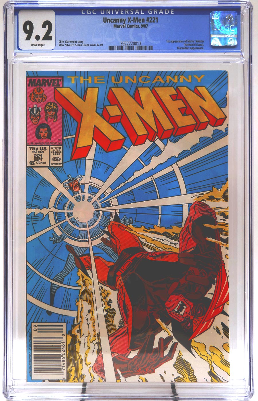 Uncanny X-Men #221 Cover C 1st Ptg Newsstand Edition CGC 9.2