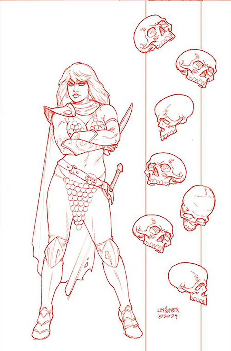 Red Sonja Death And The Devil #4 Cover M Incentive Joseph Michael Linsner Red Line Art Virgin Cover