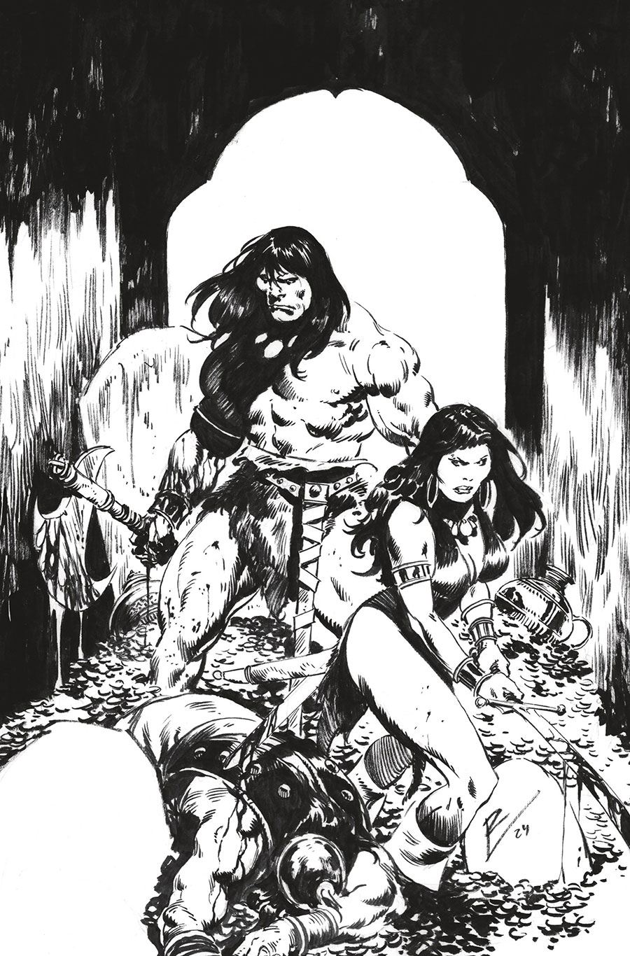 Conan The Barbarian Vol 5 #17 Cover F Variant Roberto De La Torre Black & White Virgin Cover