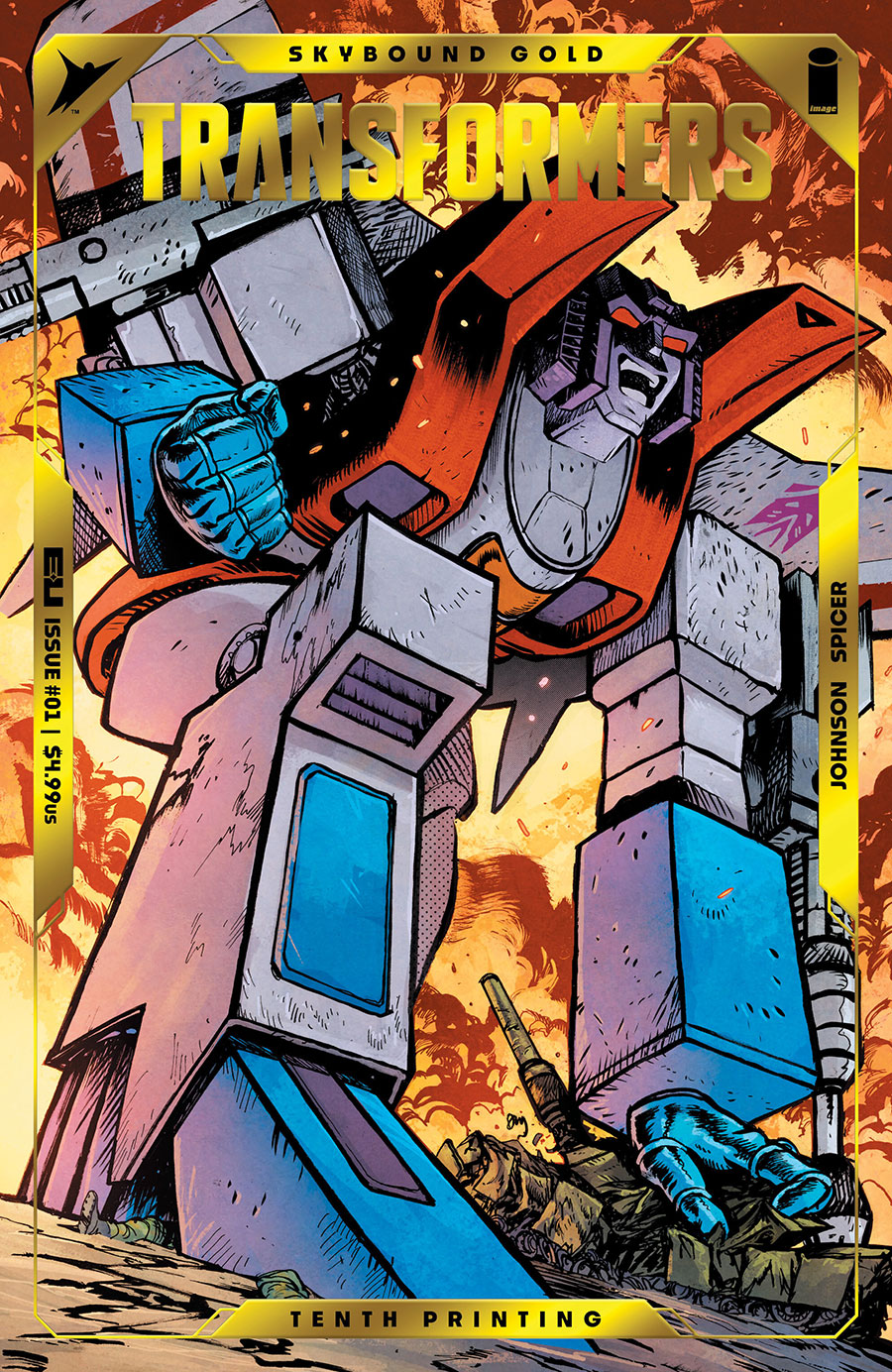 Transformers Vol 5 #1 Cover Z 10th Ptg B Daniel Warren Johnson & Mike Spicer Starscream Gold Foil Embossed Variant Cover