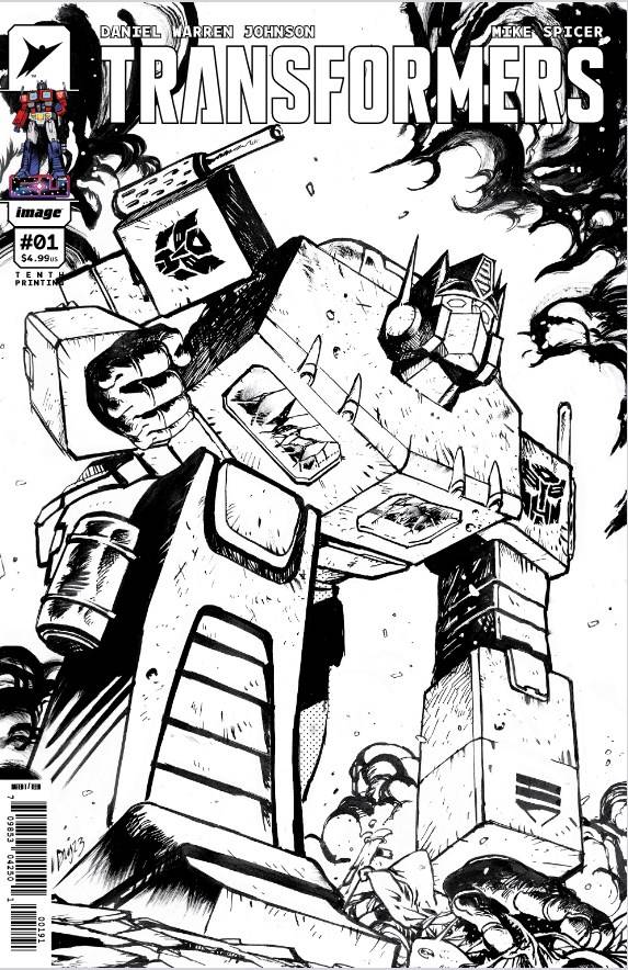 Transformers Vol 5 #1 Cover Z-I 10th Ptg K Previews Exclusive Daniel Warren Johnson & Mike Spicer Black & White Cover