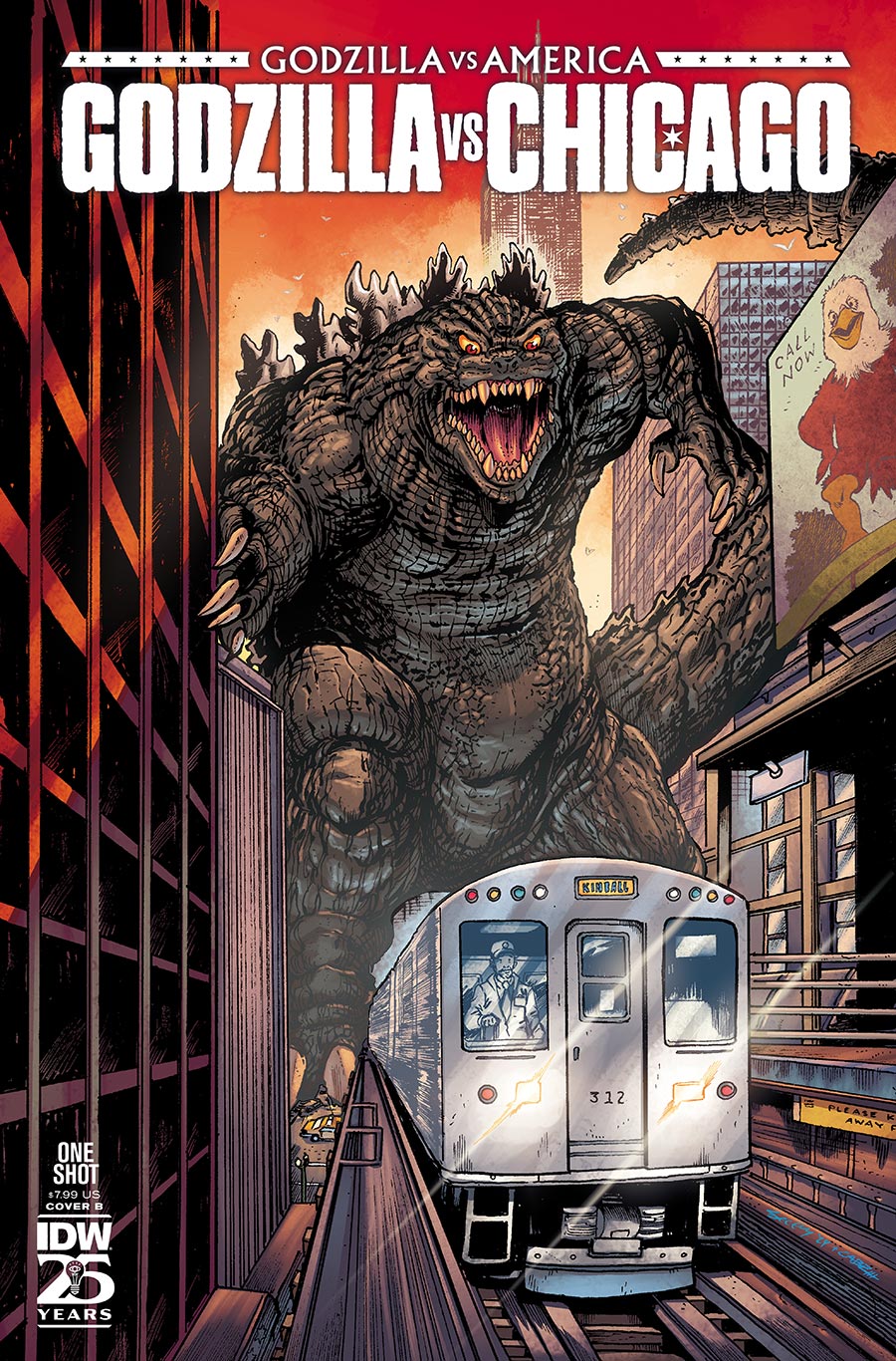 Godzilla vs America Godzilla vs Chicago #1 Cover B Variant Tim Seeley Cover