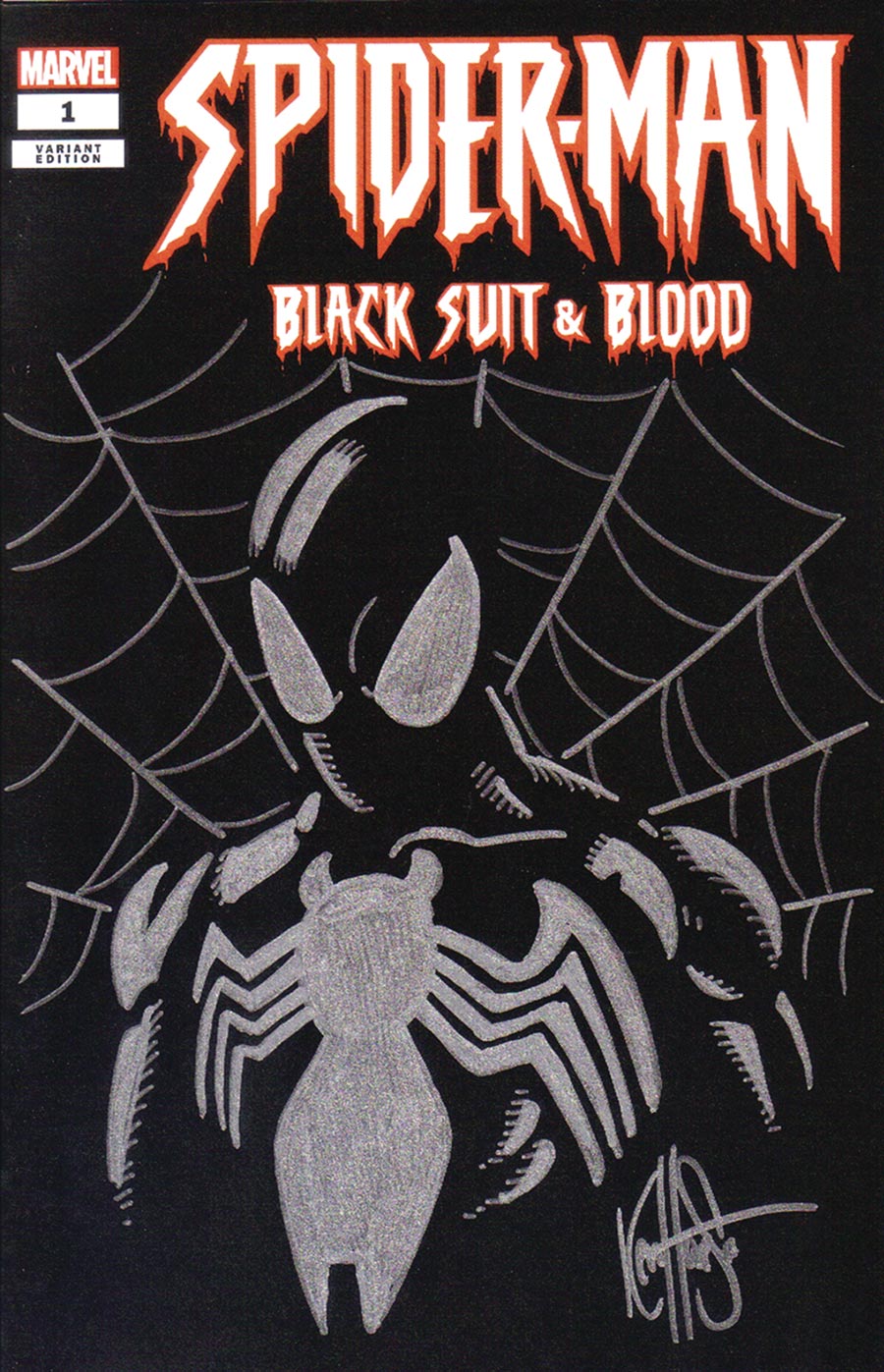 Spider-Man Black Suit & Blood #1 Cover H DF Black Blank Variant Cover Signed & Remarked By Ken Haeser