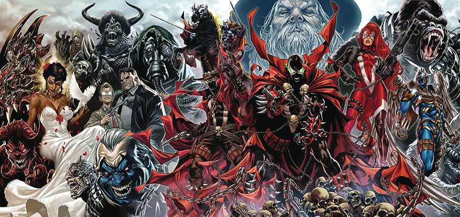 Spawn 4-Piece Connecting Cover Set Limited Edition Silver Signature Series Signed By Mark Brooks