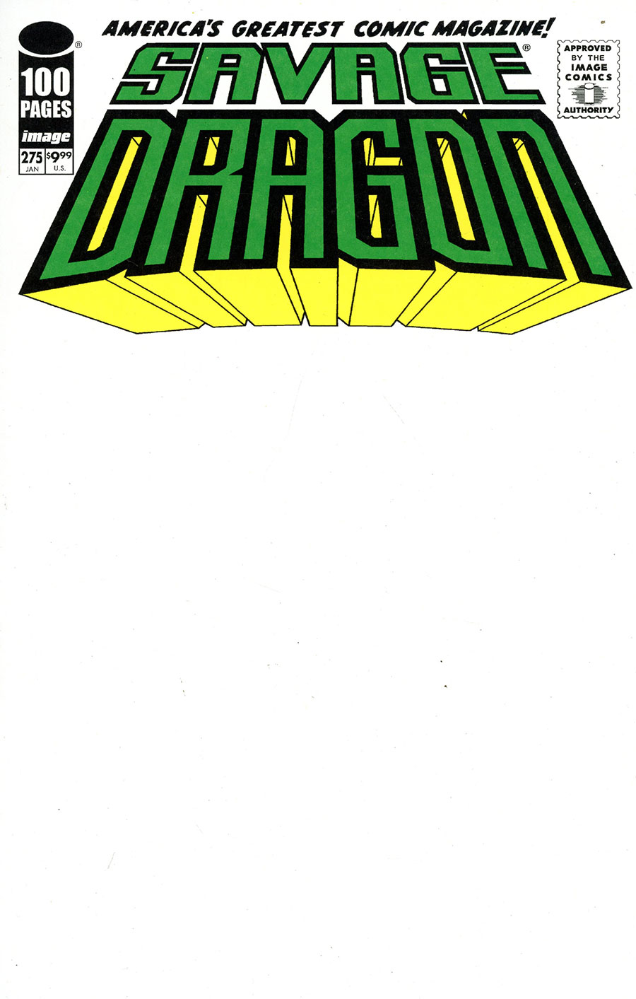 Savage Dragon Vol 2 #275 Cover D Variant Blank Cover