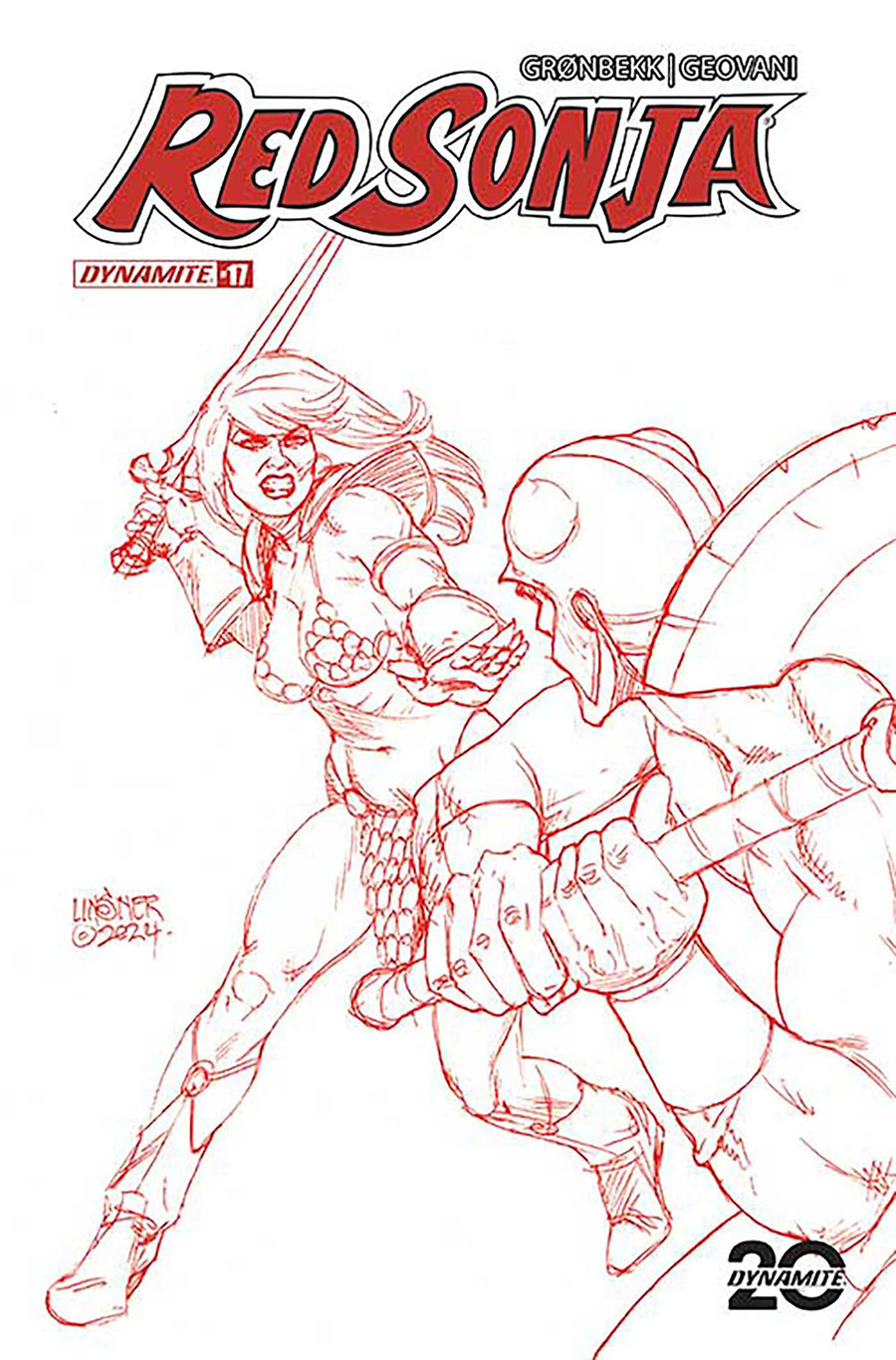 Red Sonja Vol 10 #17 Cover P Incentive Joseph Michael Linsner Fiery Red Line Art Cover