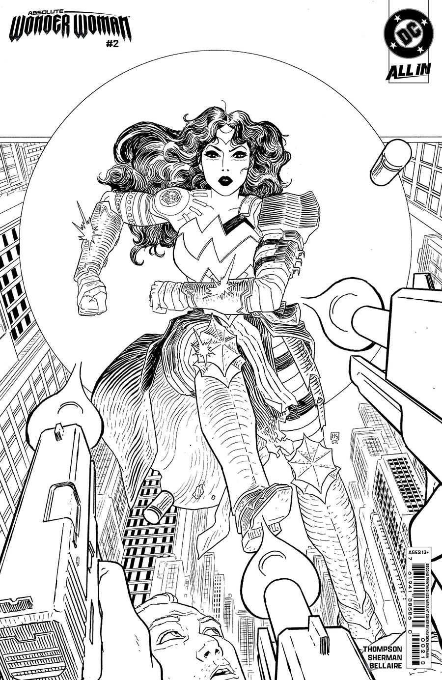 Absolute Wonder Woman #2 Cover J 2nd Ptg D Incentive Hayden Sherman Inks Card Stock Variant Cover (DC All In)