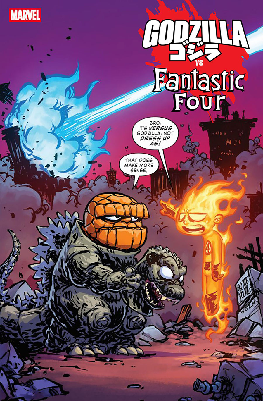 Godzilla vs Fantastic Four #1 (One Shot) Cover G Variant Skottie Young Cover