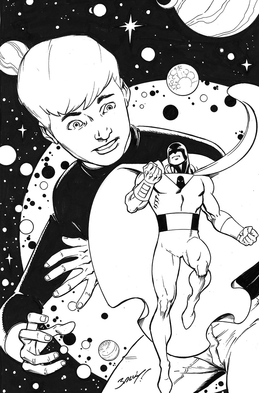 Space Ghost Jonny Quest SpaceQuest #1 Cover Q Incentive Mark Bagley Line Art Virgin Cover