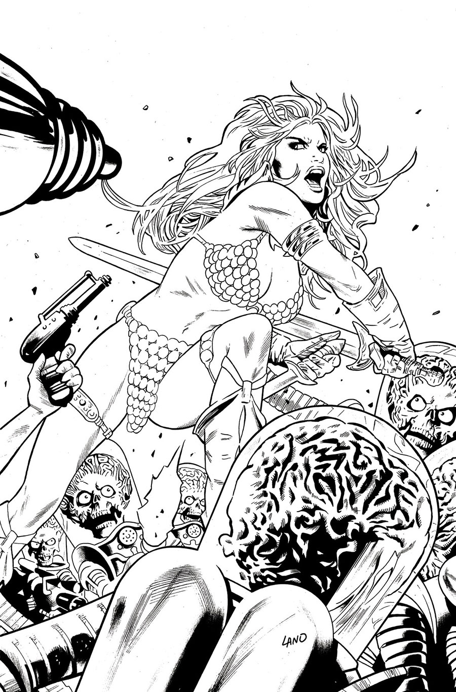 Red Sonja Attacks Mars #1 Cover G Incentive Greg Land Line Art Virgin Cover