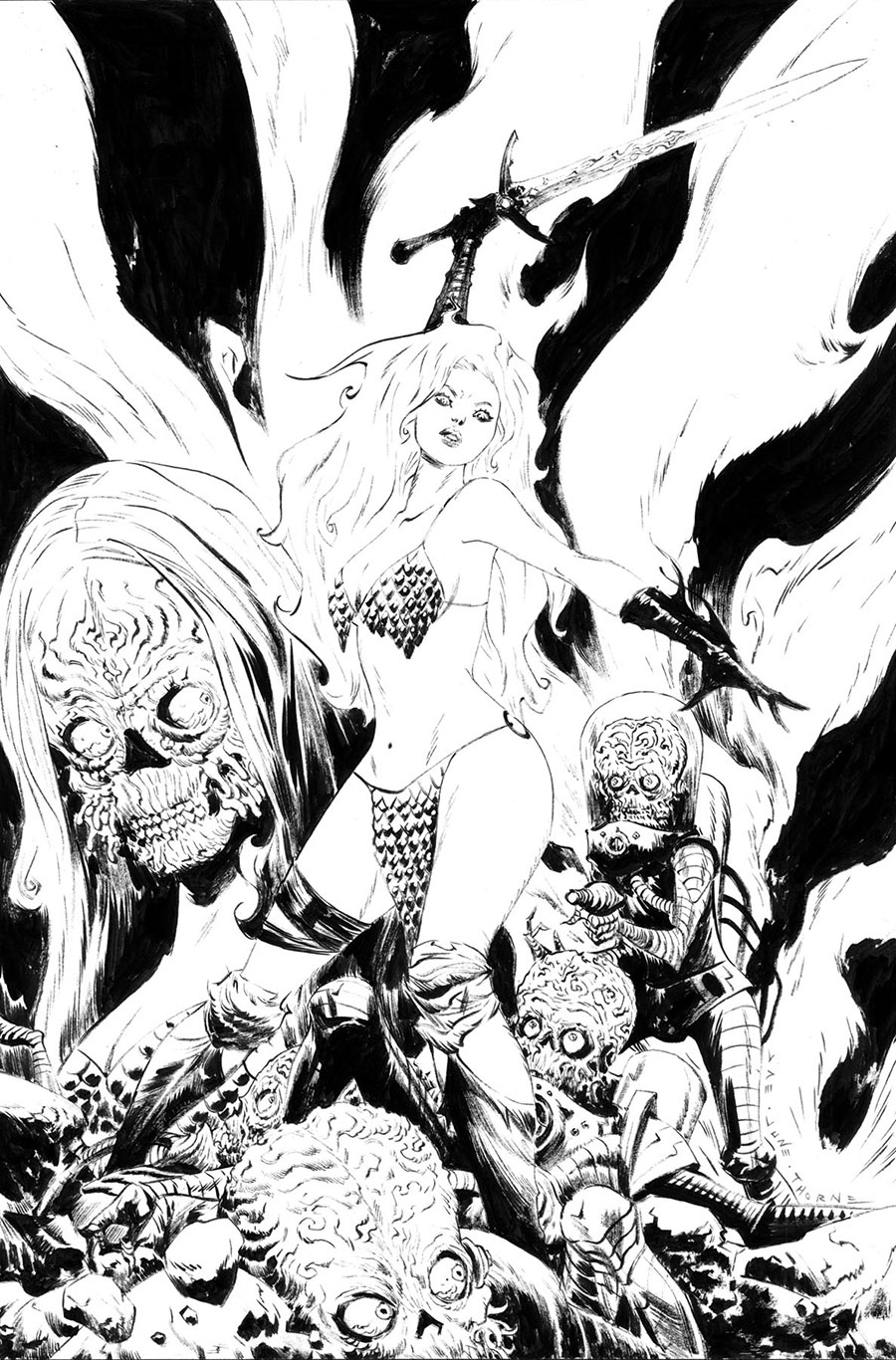 Red Sonja Attacks Mars #1 Cover H Incentive Jae Lee Line Art Virgin Cover