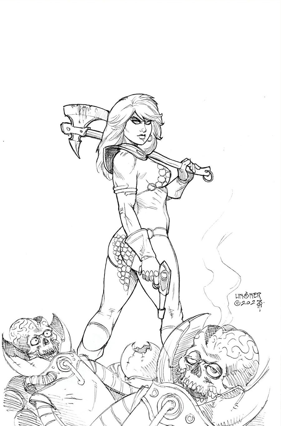 Red Sonja Attacks Mars #1 Cover J Incentive Joseph Michael Linsner Line Art Virgin Cover