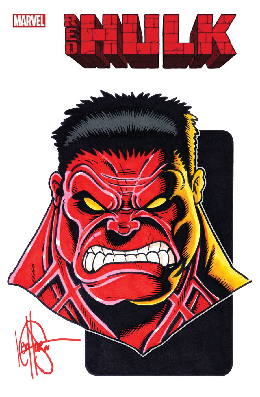 Red Hulk #1 Cover K DF Blank Variant Commissioned Cover Art Signed & Remarked By Ken Haeser