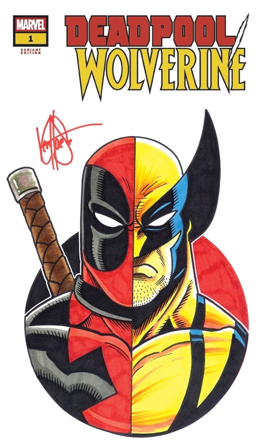 Deadpool Wolverine #1 Cover M DF Blank Variant Commissioned Cover Art Signed & Remarked By Ken Haeser