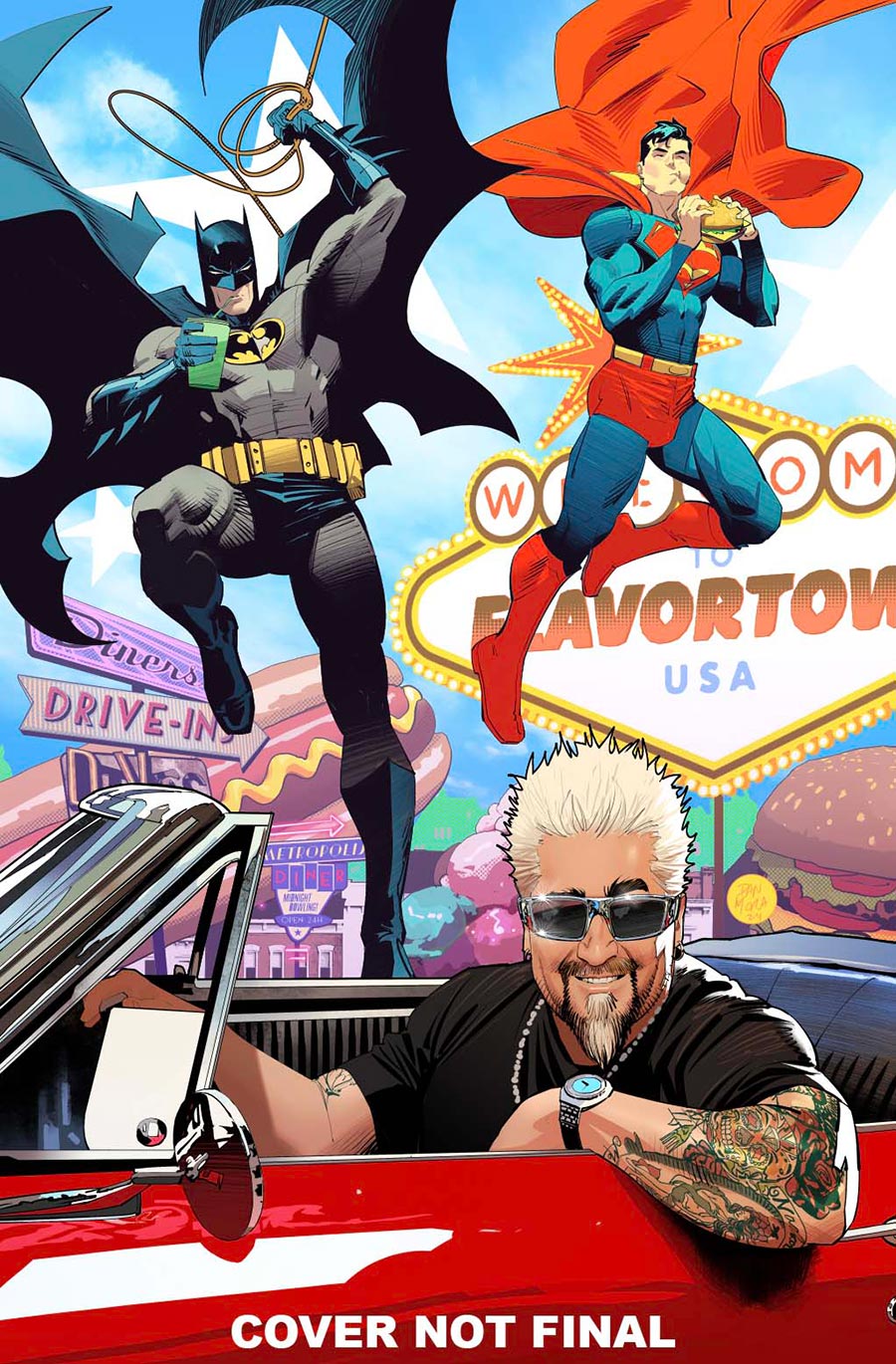 Batman Superman Worlds Finest #37 Cover D Variant Dan Mora Guy Fieri Cameo Card Stock Cover