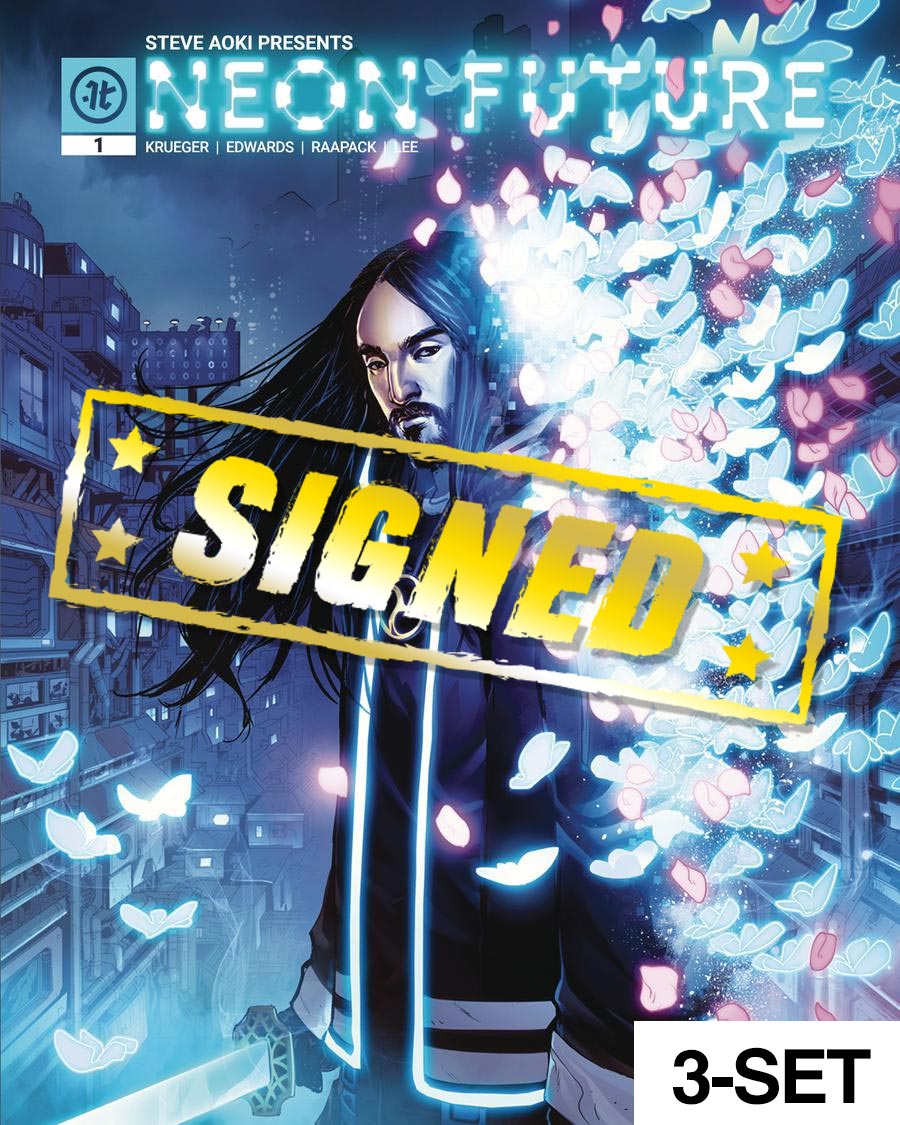 Neon Future #1-3 Set - First Issue Signed By Steve Aoki