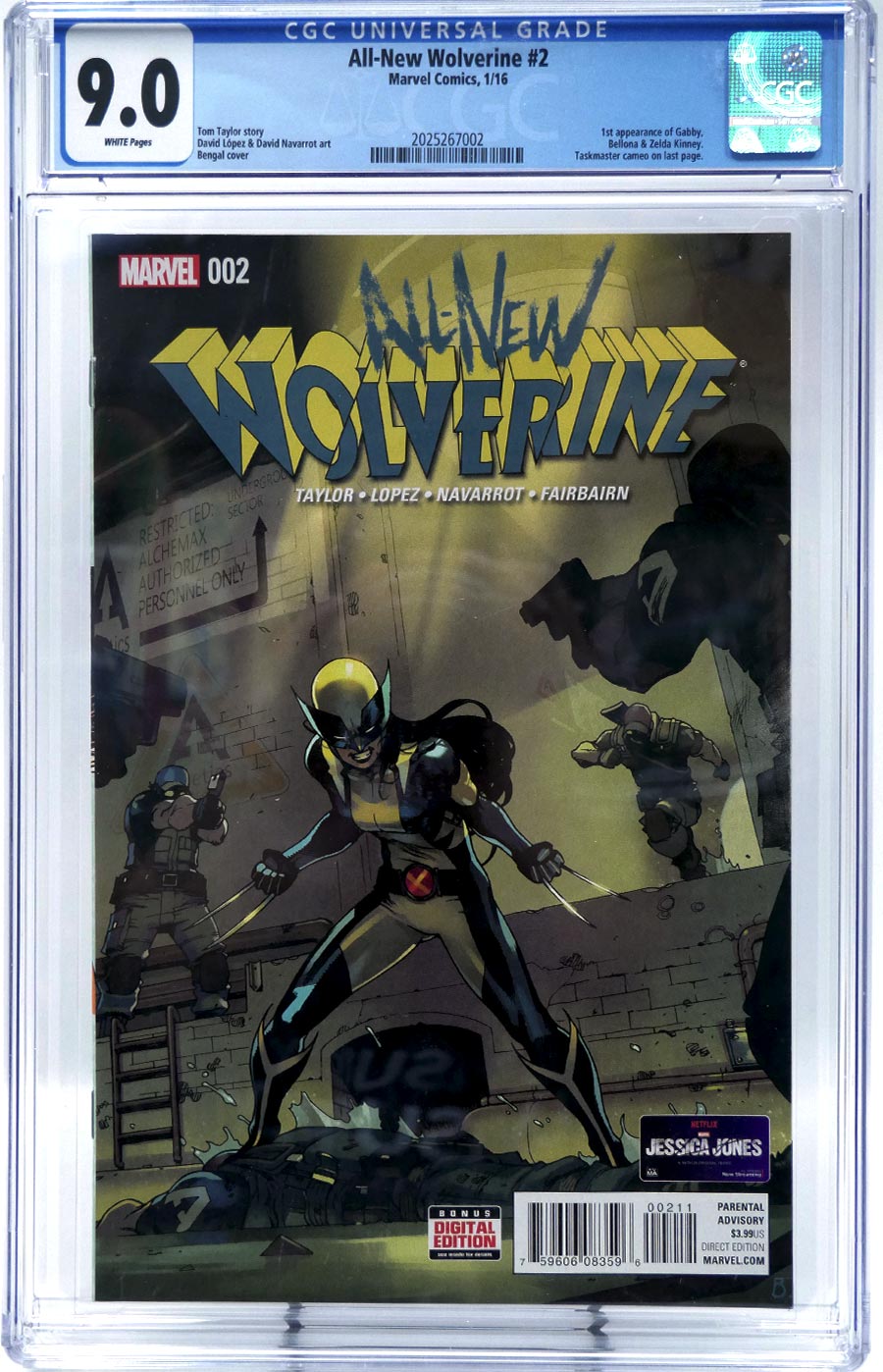 All-New Wolverine #2 Cover D 1st Ptg Regular Bengal Cover CGC 9.0