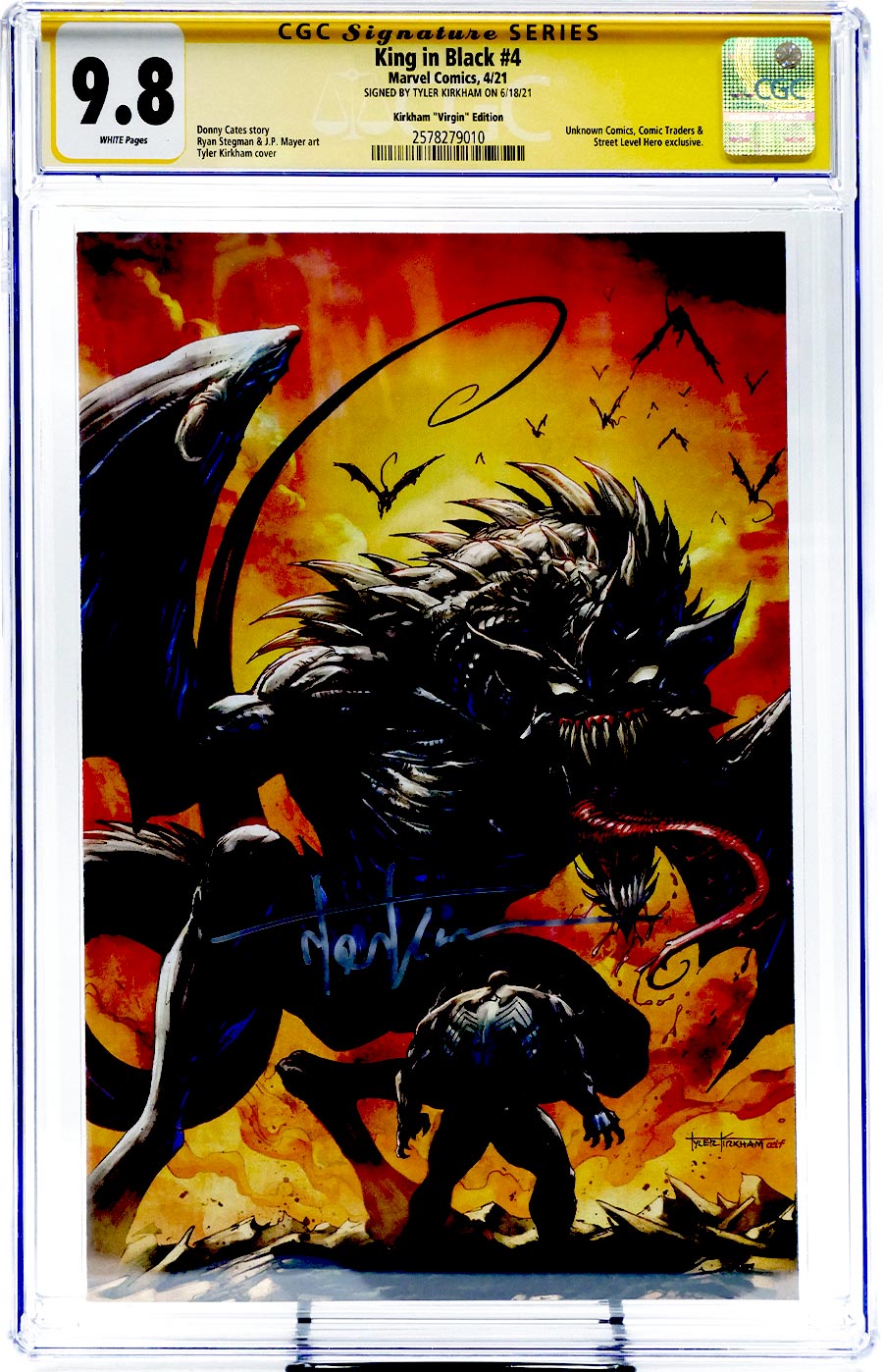 King In Black #4 Cover H CGC Signature Series 9.8 Signed by Tyler Kirkham Tyler Kirkham Variant Cover