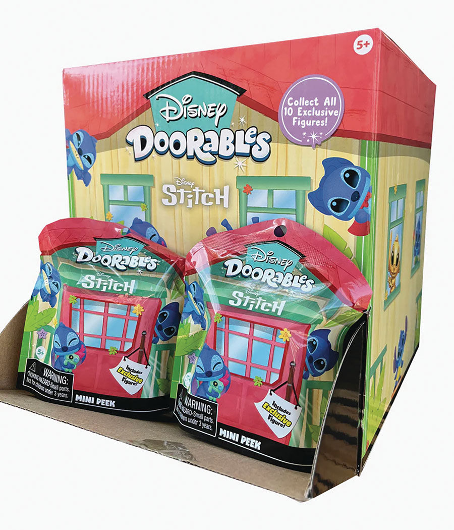 Disney Doorables Flocked Stitch Figure Blind Mystery Box 24-Piece Display