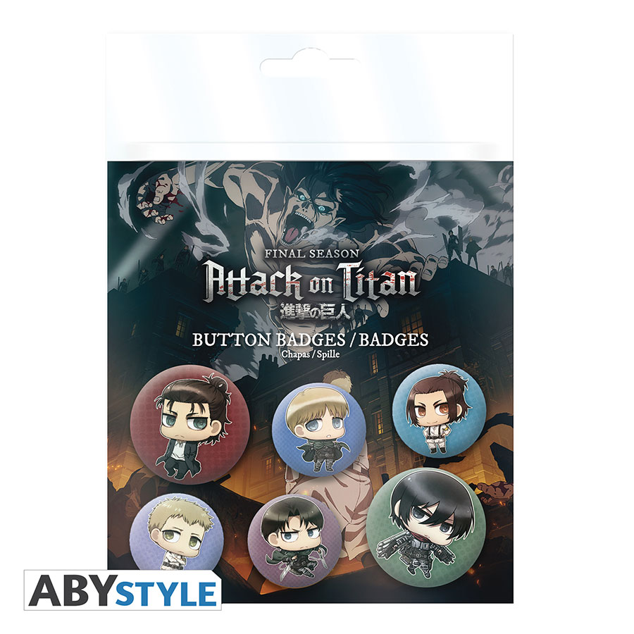 ATTACK ON TITAN CHIBI CHARACTERS 6PC BADGE PACK (C: 1-