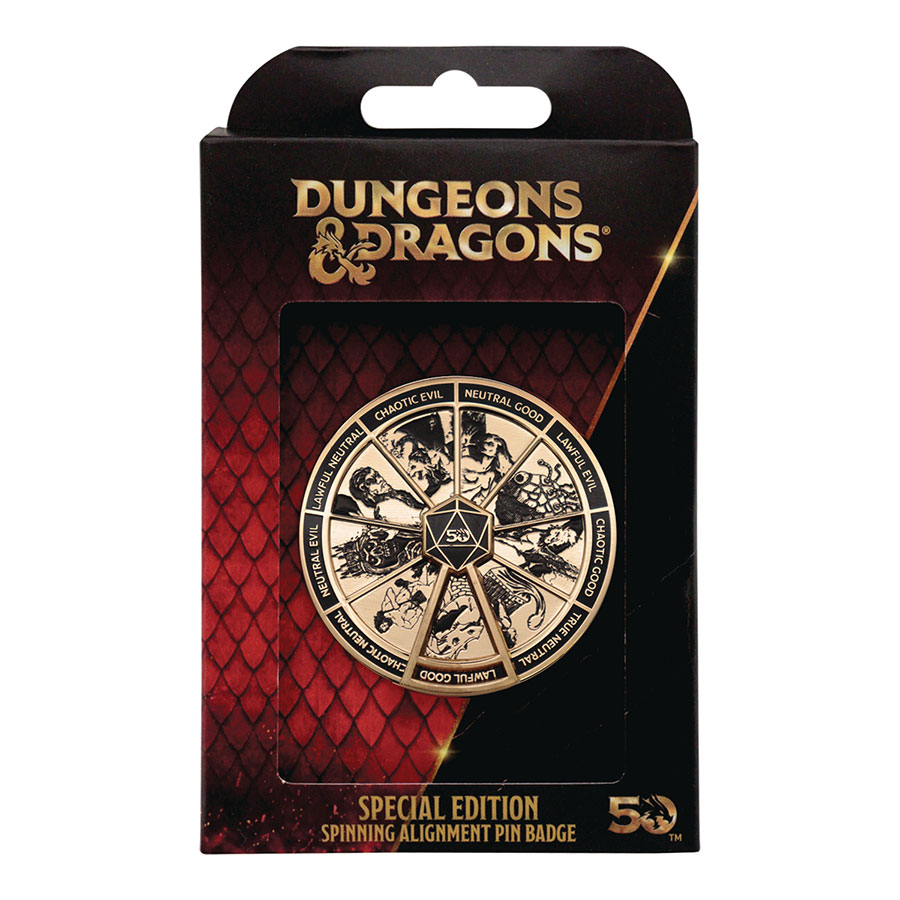 DUNGEONS & DRAGONS 50TH ANNIV ALIGNMENT SPINNER PIN BADGE