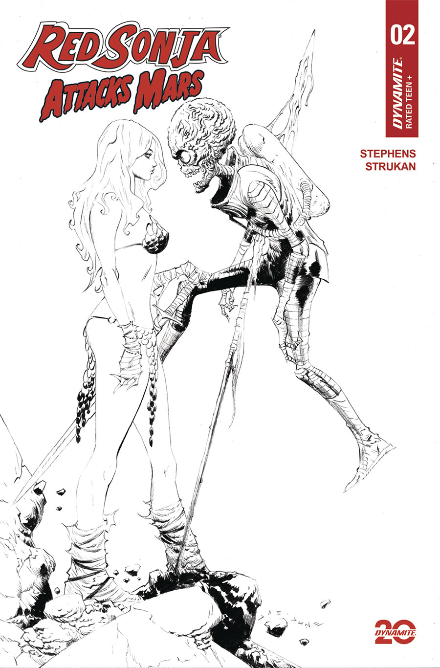 Red Sonja Attacks Mars #2 Cover E Incentive Jae Lee Line Art Cover