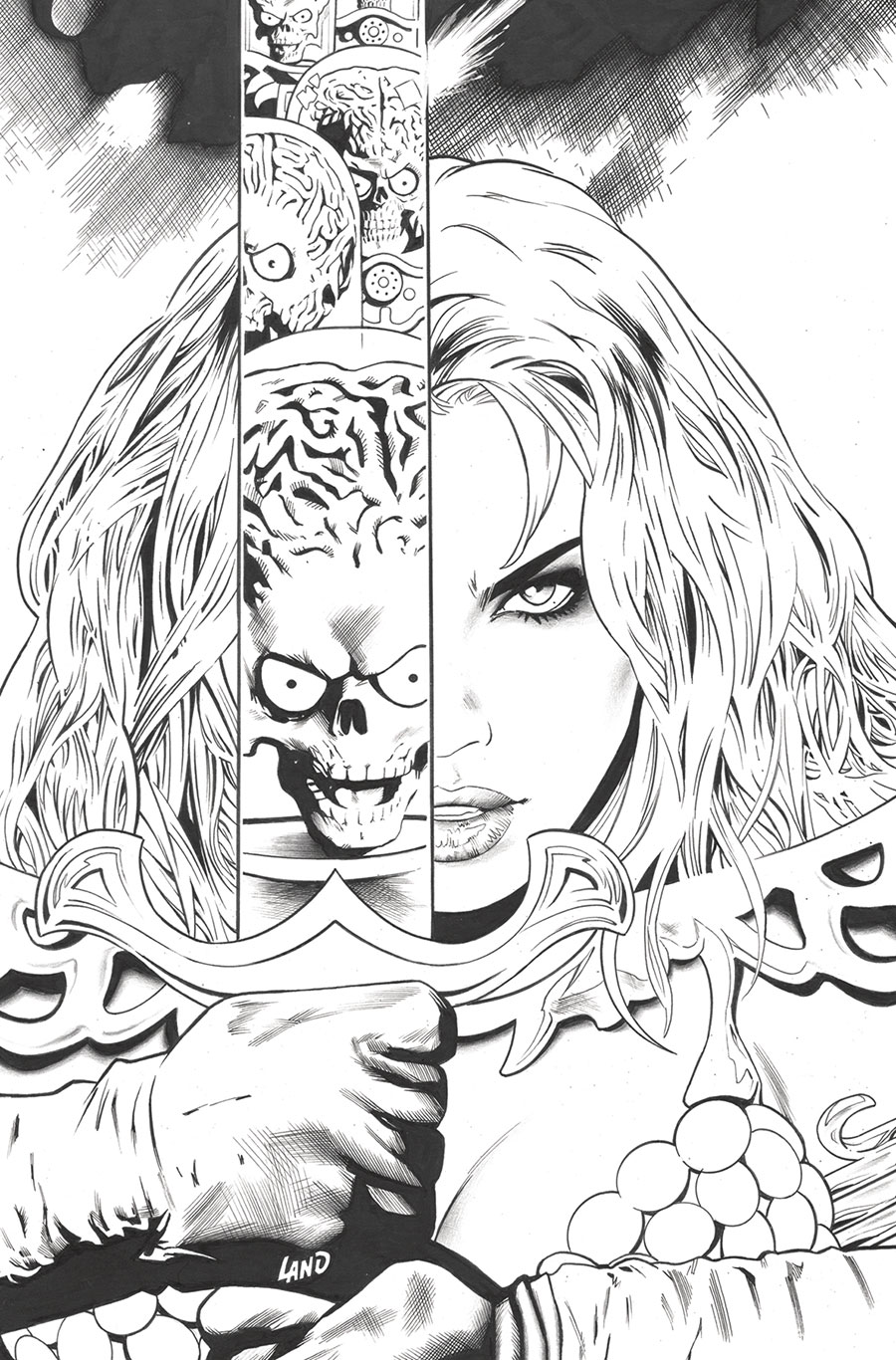 Red Sonja Attacks Mars #2 Cover F Incentive Greg Land Line Art Virgin Cover