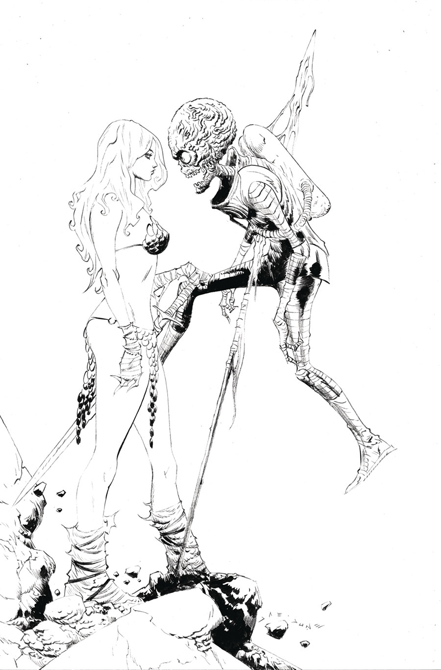 Red Sonja Attacks Mars #2 Cover G Incentive Jae Lee Line Art Virgin Cover