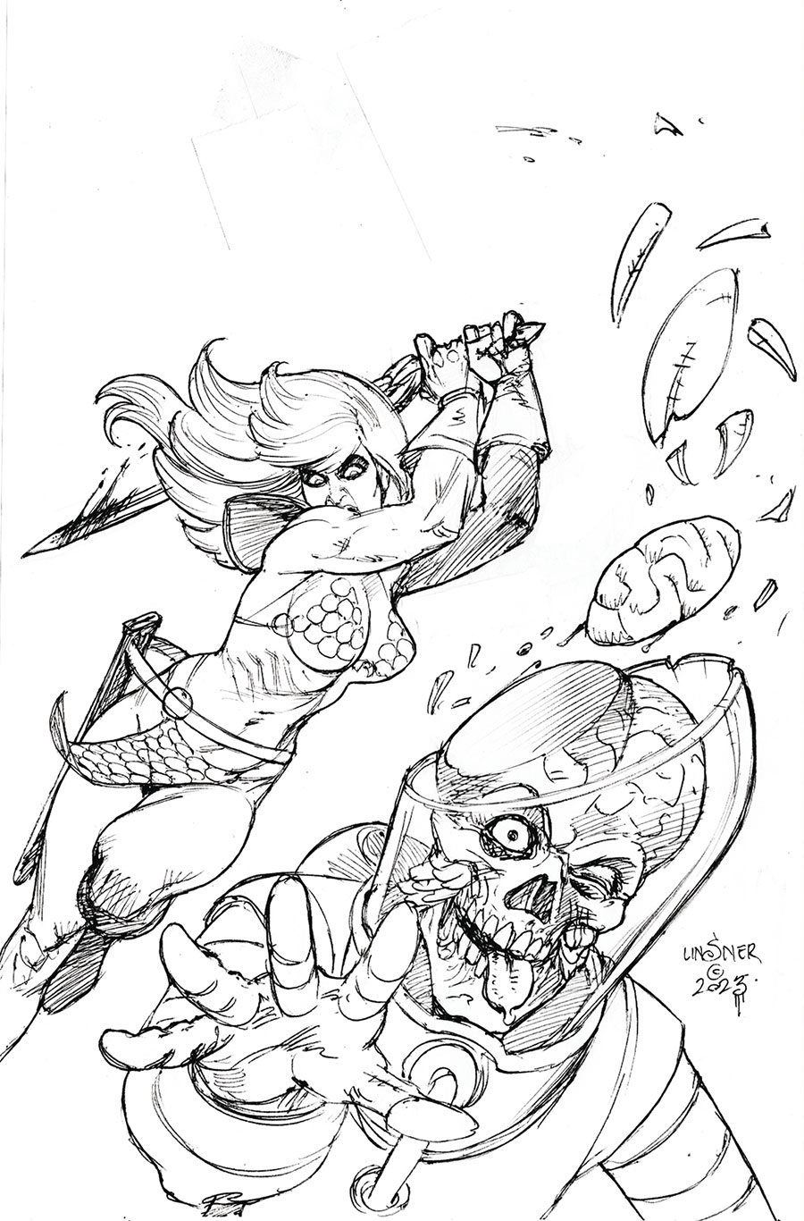 Red Sonja Attacks Mars #2 Cover I Incentive Joseph Michael Linsner Line Art Virgin Cover