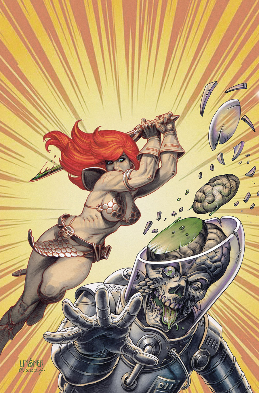 Red Sonja Attacks Mars #2 Cover D Limited Edition Joseph Michael Linsner Virgin Cover