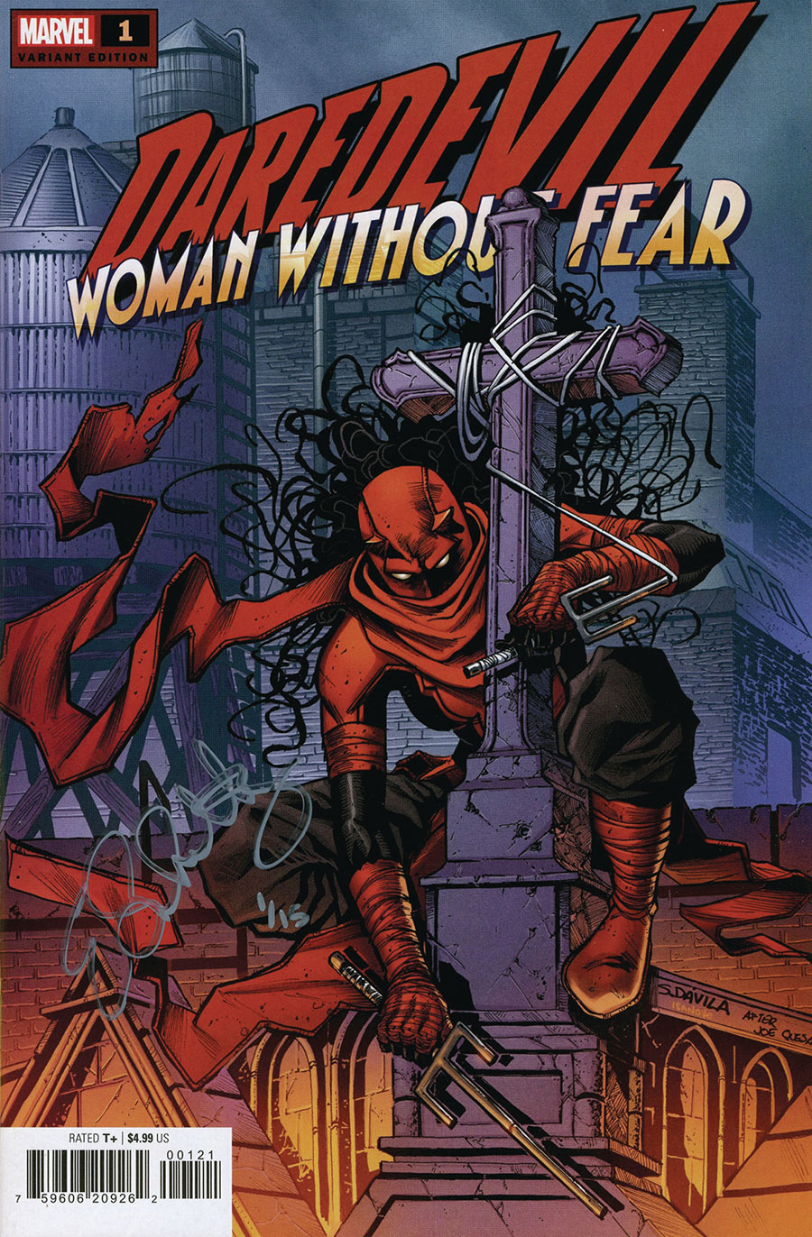 Daredevil Woman Without Fear Vol 2 #1 Cover G DF Homage Variant Cover Silver Signature Series Signed By Erica Schultz