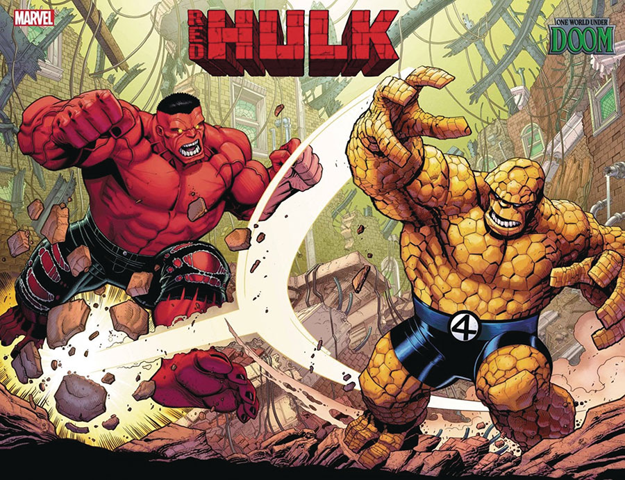 Red Hulk #2 Cover G DF Hulk vs Thing Connecting Cover Set Signed By Benjamin Percy